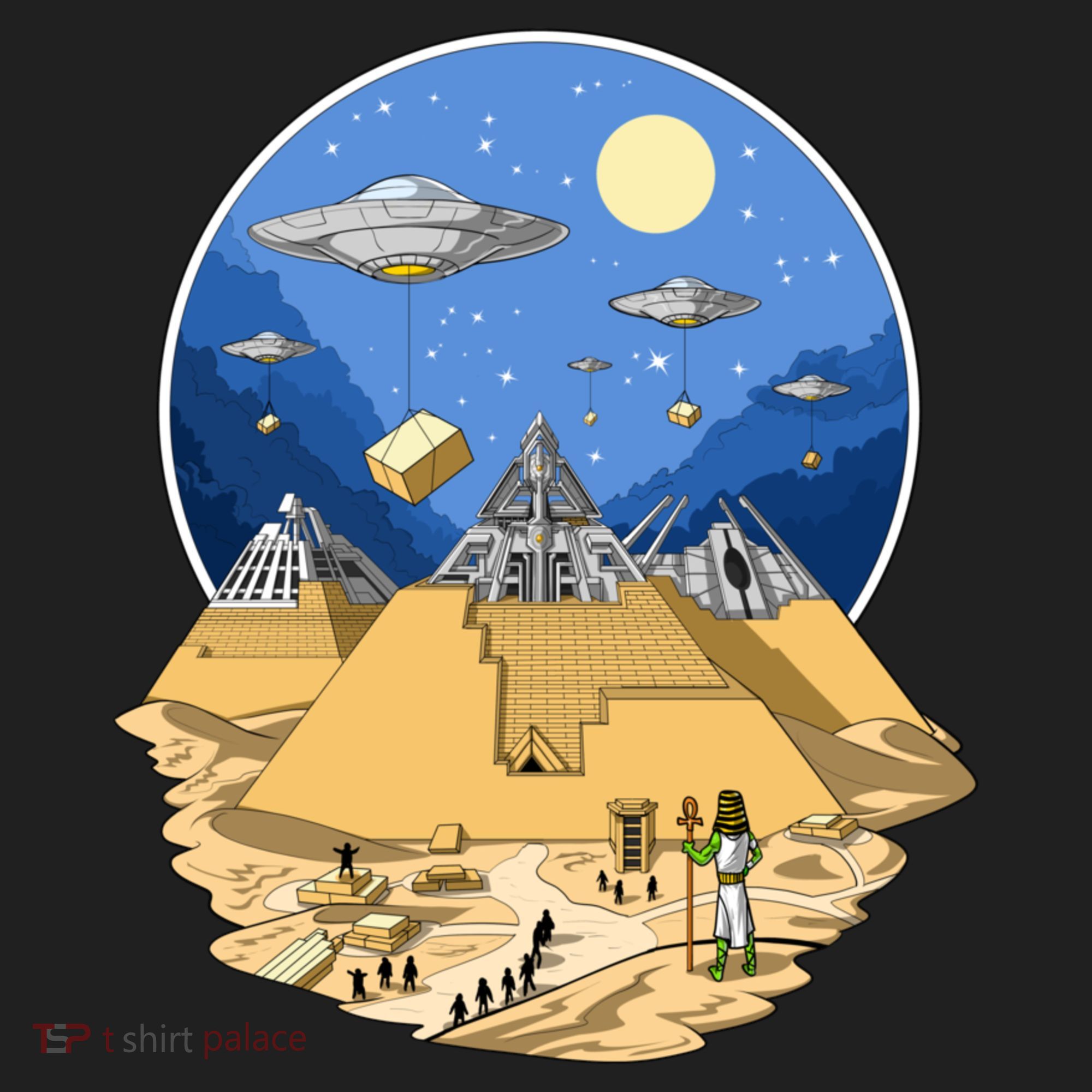 Aliens Bulding Egyptian Pyramids Hat