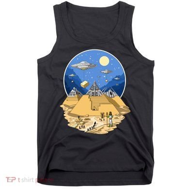Aliens Bulding Egyptian Pyramids Tank Top