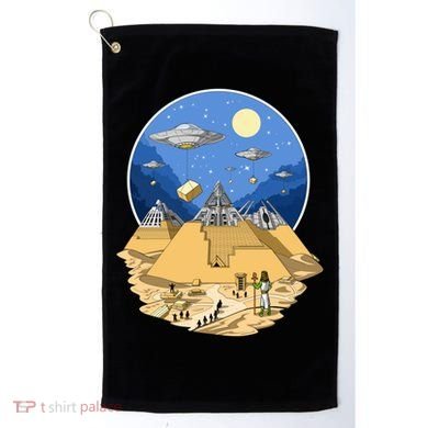 Aliens Bulding Egyptian Pyramids Golf Towel