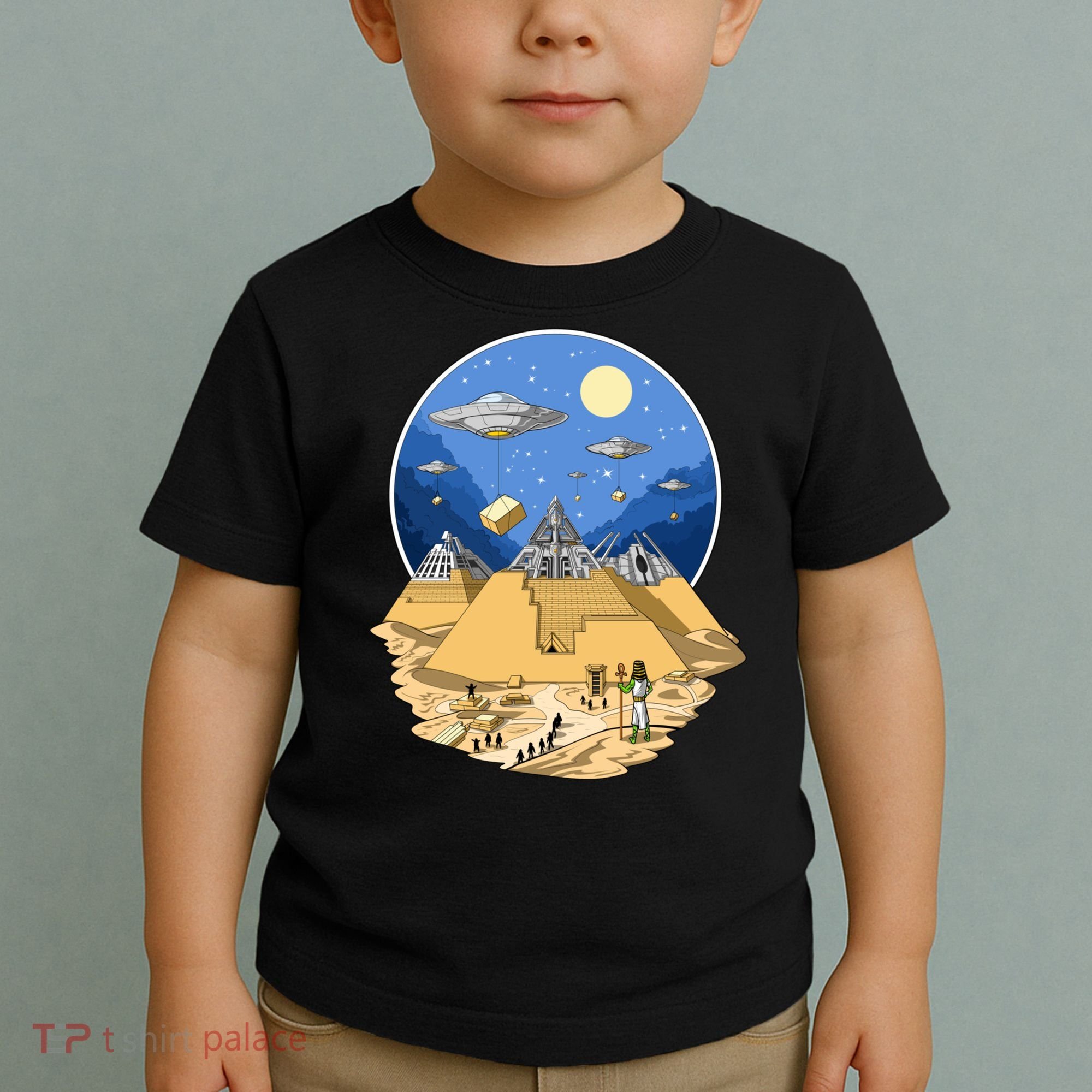 Aliens Bulding Egyptian Pyramids Toddler T-Shirt