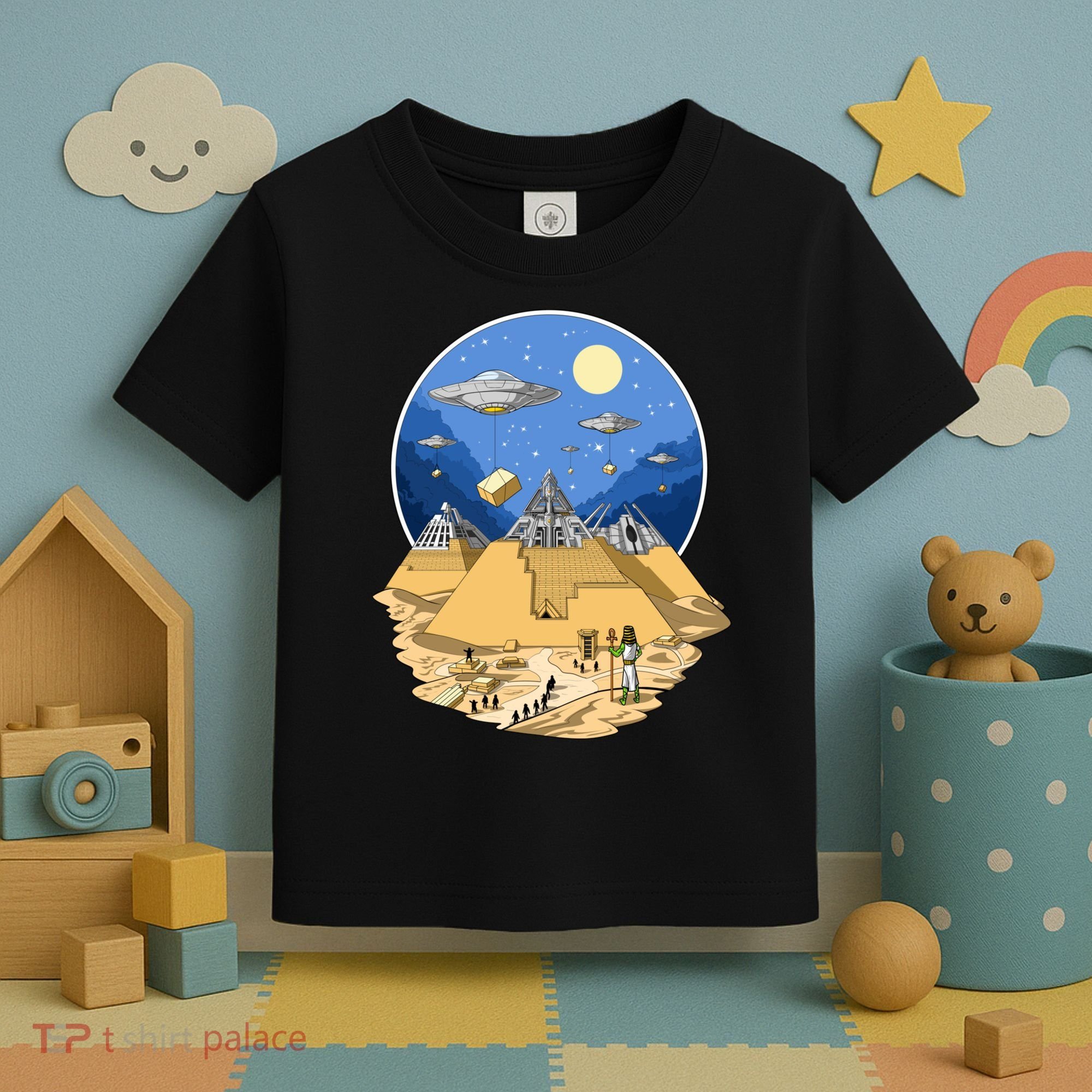 Aliens Bulding Egyptian Pyramids Toddler T-Shirt