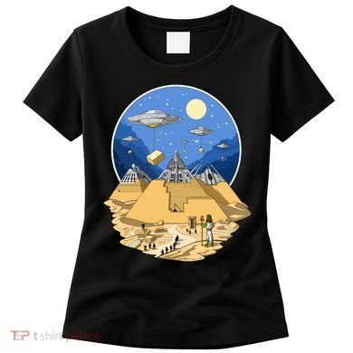 Aliens Bulding Egyptian Pyramids Women's T-Shirt