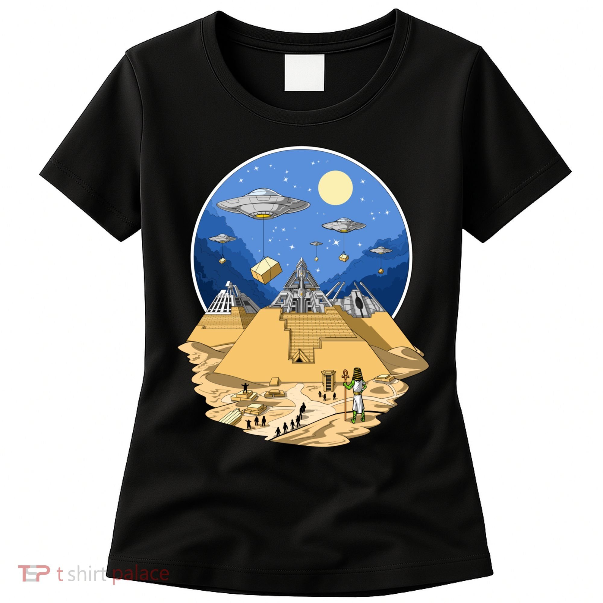 Aliens Bulding Egyptian Pyramids Women's T-Shirt