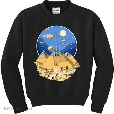 Aliens Bulding Egyptian Pyramids Kids Sweatshirt