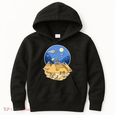 Aliens Bulding Egyptian Pyramids Kids Hoodie