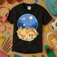 Aliens Bulding Egyptian Pyramids Kids T-Shirt thumb 3