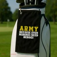 Army because even marines need heroes Golf Towel thumb 2