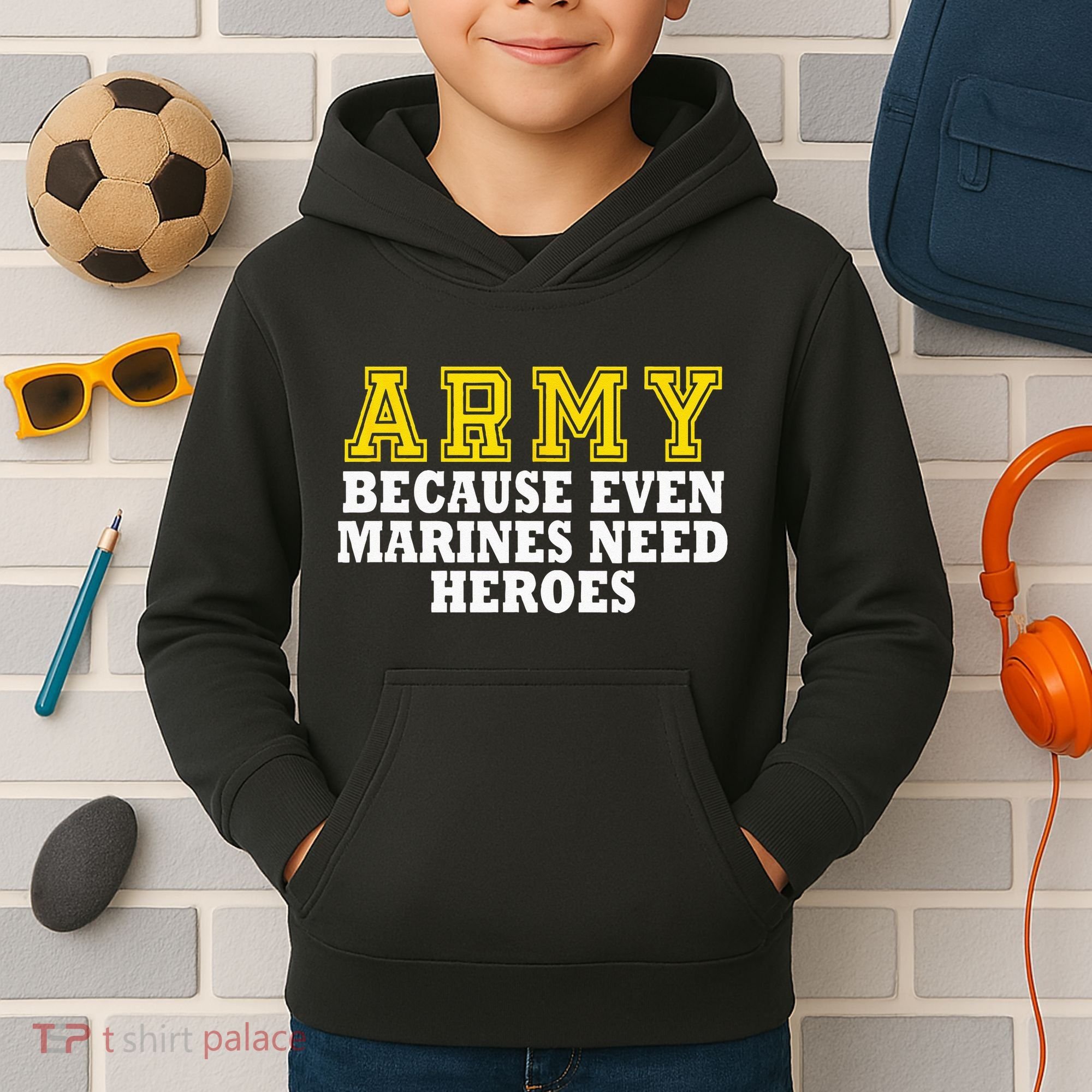 Army because even marines need heroes Kids Hoodie