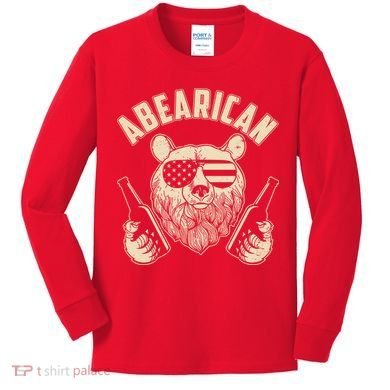 Abearican American Bear Beers Kids Long Sleeve Shirt
