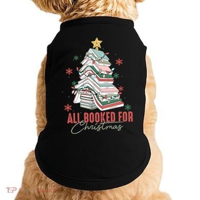 All Booked For Christmas Book Tree Christmas Xmas Lights Gift Doggie Tank