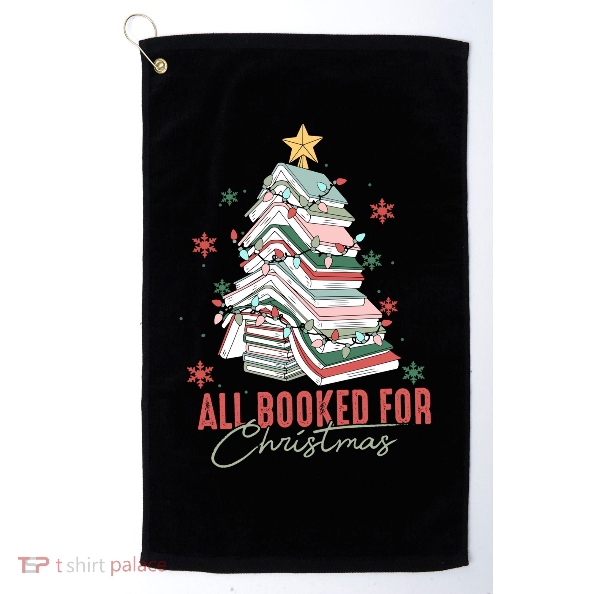 All Booked For Christmas Book Tree Christmas Xmas Lights Gift Golf Towel