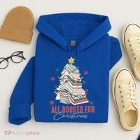 All Booked For Christmas Book Tree Christmas Xmas Lights Gift Hoodie thumb 4