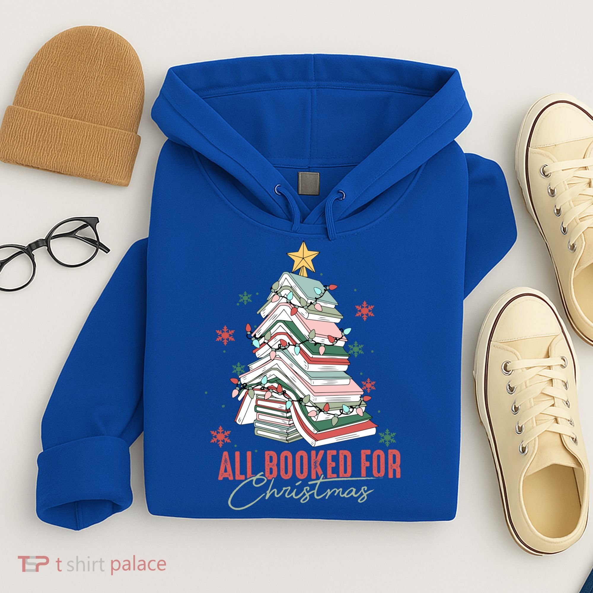All Booked For Christmas Book Tree Christmas Xmas Lights Gift Hoodie