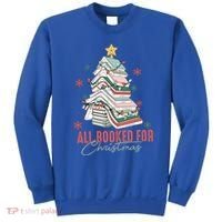 All Booked For Christmas Book Tree Christmas Xmas Lights Gift Sweatshirt thumb 0