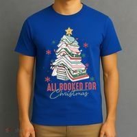 All Booked For Christmas Book Tree Christmas Xmas Lights Gift T-Shirt thumb 3
