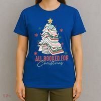 All Booked For Christmas Book Tree Christmas Xmas Lights Gift T-Shirt thumb 4