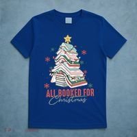 All Booked For Christmas Book Tree Christmas Xmas Lights Gift T-Shirt thumb 5