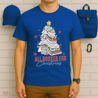 All Booked For Christmas Book Tree Christmas Xmas Lights Gift T-Shirt thumb 6