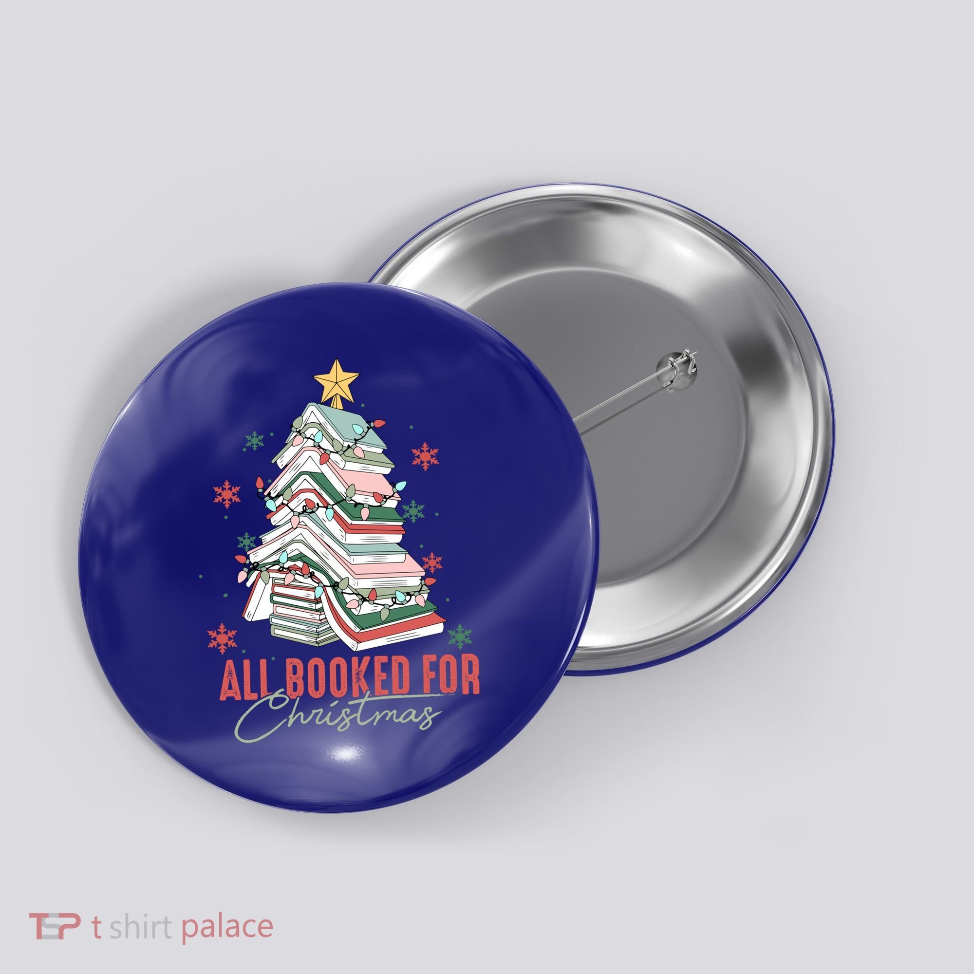 All Booked For Christmas Book Tree Christmas Xmas Lights Gift Button