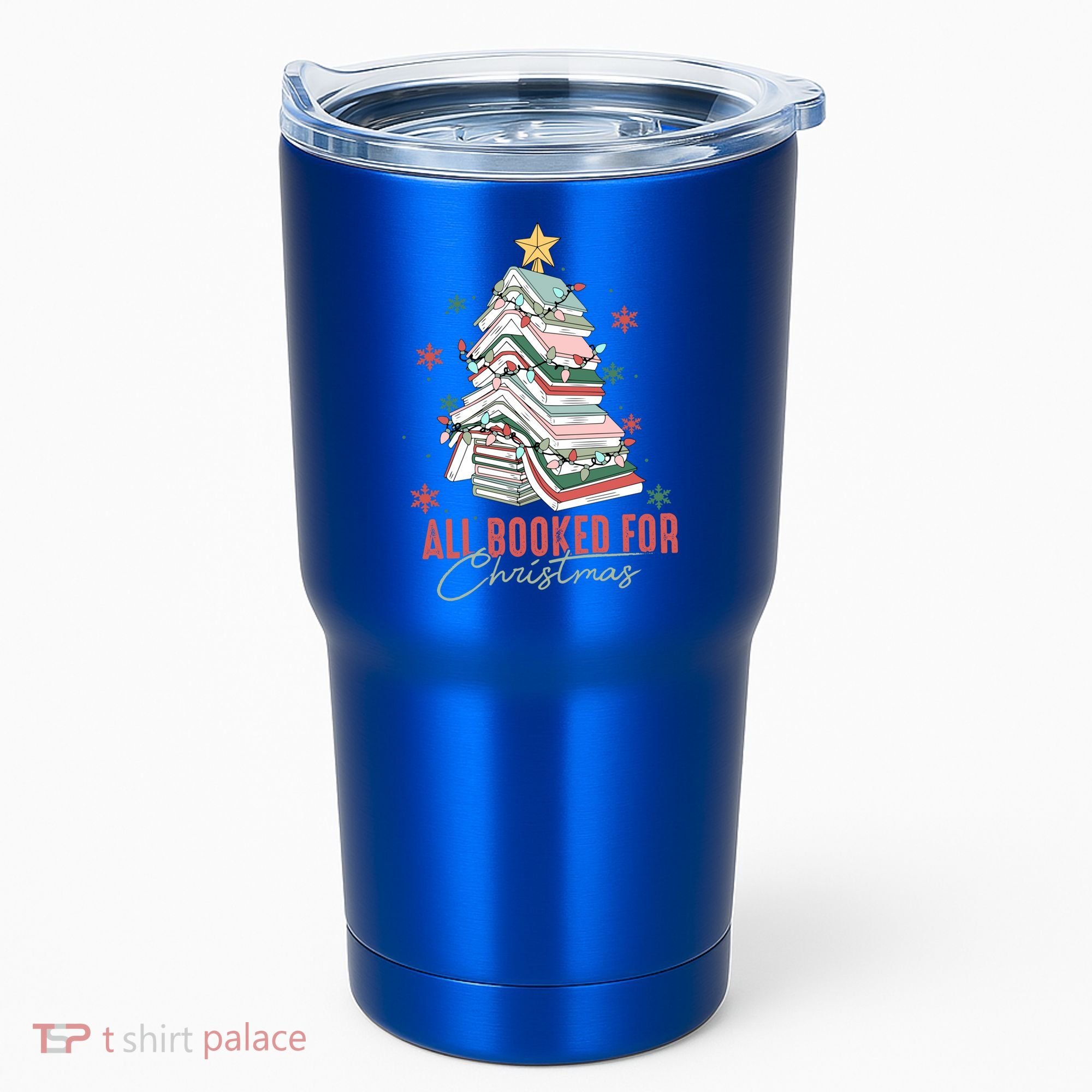 All Booked For Christmas Book Tree Christmas Xmas Lights Gift Tumbler