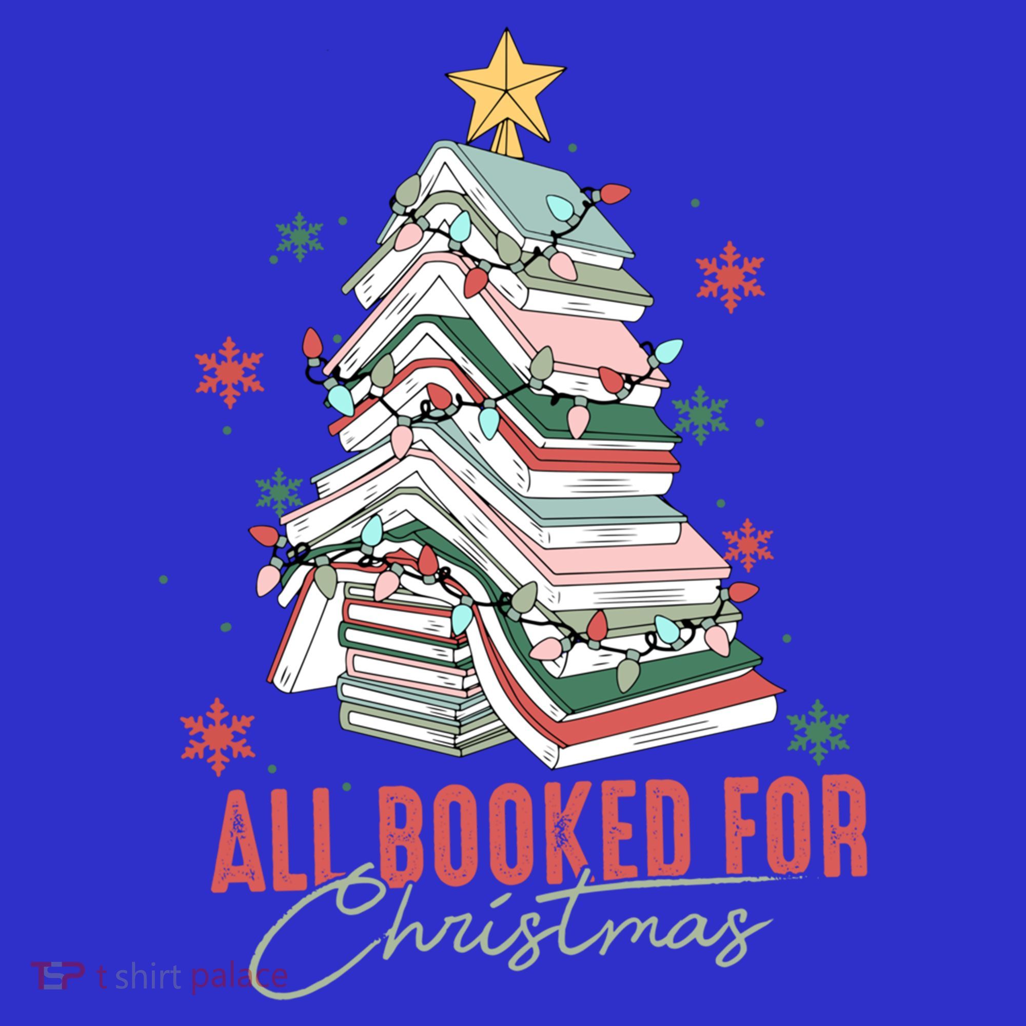 All Booked For Christmas Book Tree Christmas Xmas Lights Gift Women's Tank Top