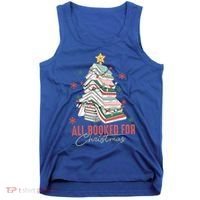 All Booked For Christmas Book Tree Christmas Xmas Lights Gift Tank Top thumb 0