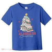All Booked For Christmas Book Tree Christmas Xmas Lights Gift Toddler T-Shirt thumb 0