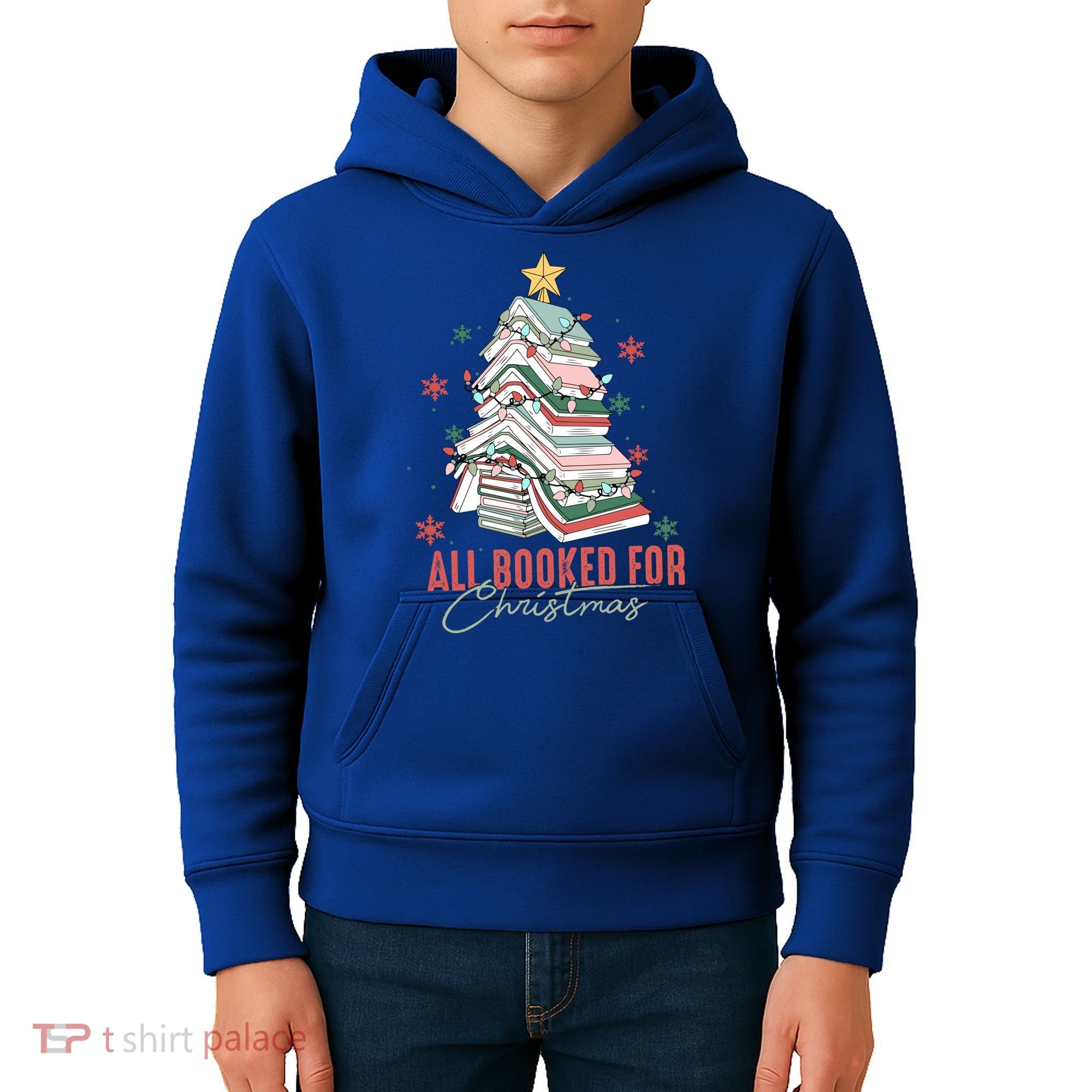 All Booked For Christmas Book Tree Christmas Xmas Lights Gift Kids Hoodie