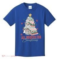 All Booked For Christmas Book Tree Christmas Xmas Lights Gift Kids T-Shirt thumb 0