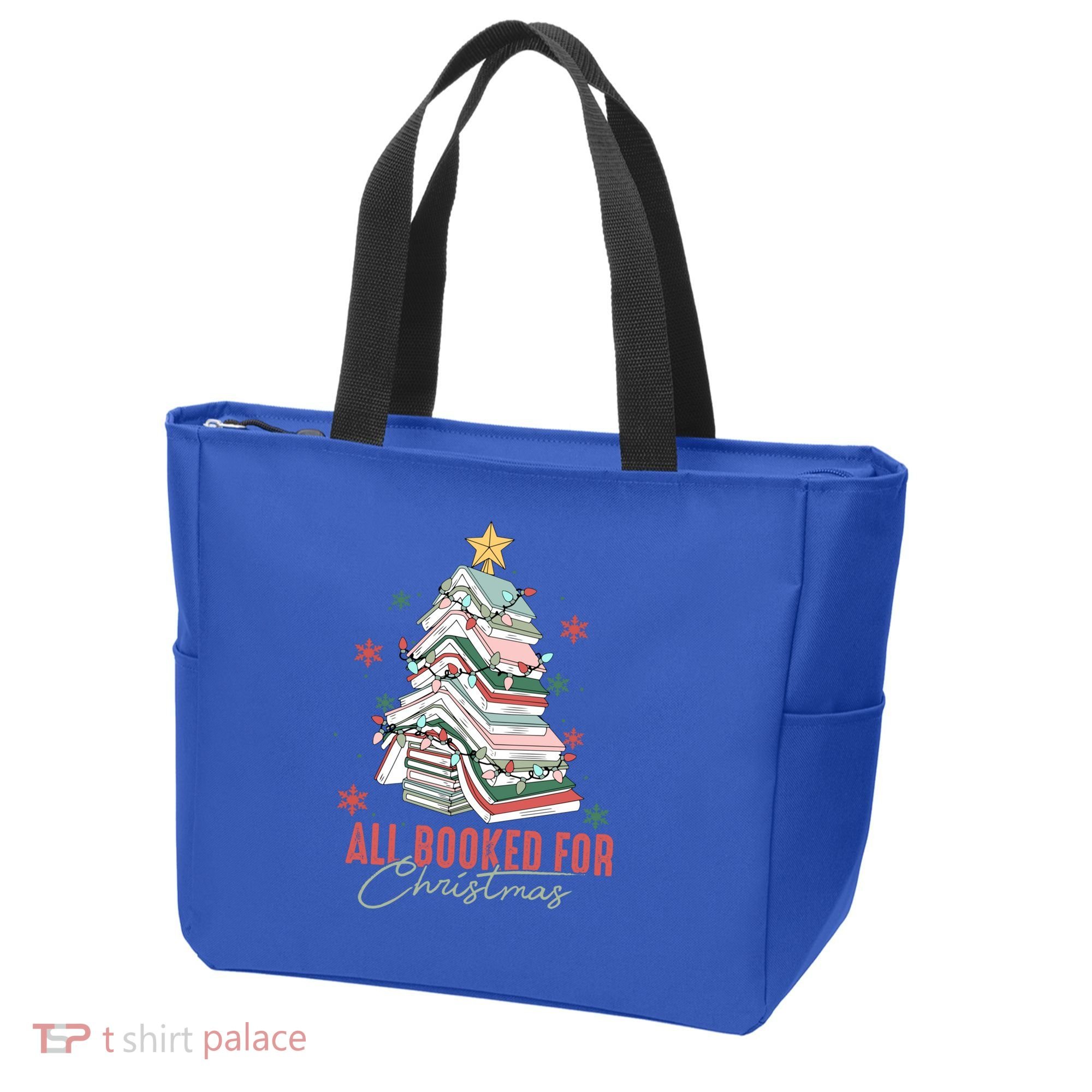 All Booked For Christmas Book Tree Christmas Xmas Lights Gift Tote Bag