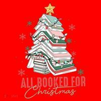 All Booked For Christmas Book Tree Christmas Xmas Lights Gift Santa Hat thumb 1