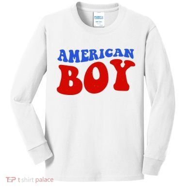 American Boy Fourth Of July Kids Long Sleeve Shirt