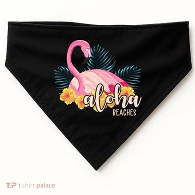 Aloha Beaches Flamingo Tropical USA-Made Doggie Bandana
