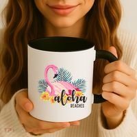 Aloha Beaches Flamingo Tropical Coffee Mug thumb 3