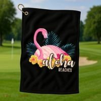 Aloha Beaches Flamingo Tropical Golf Towel thumb 1