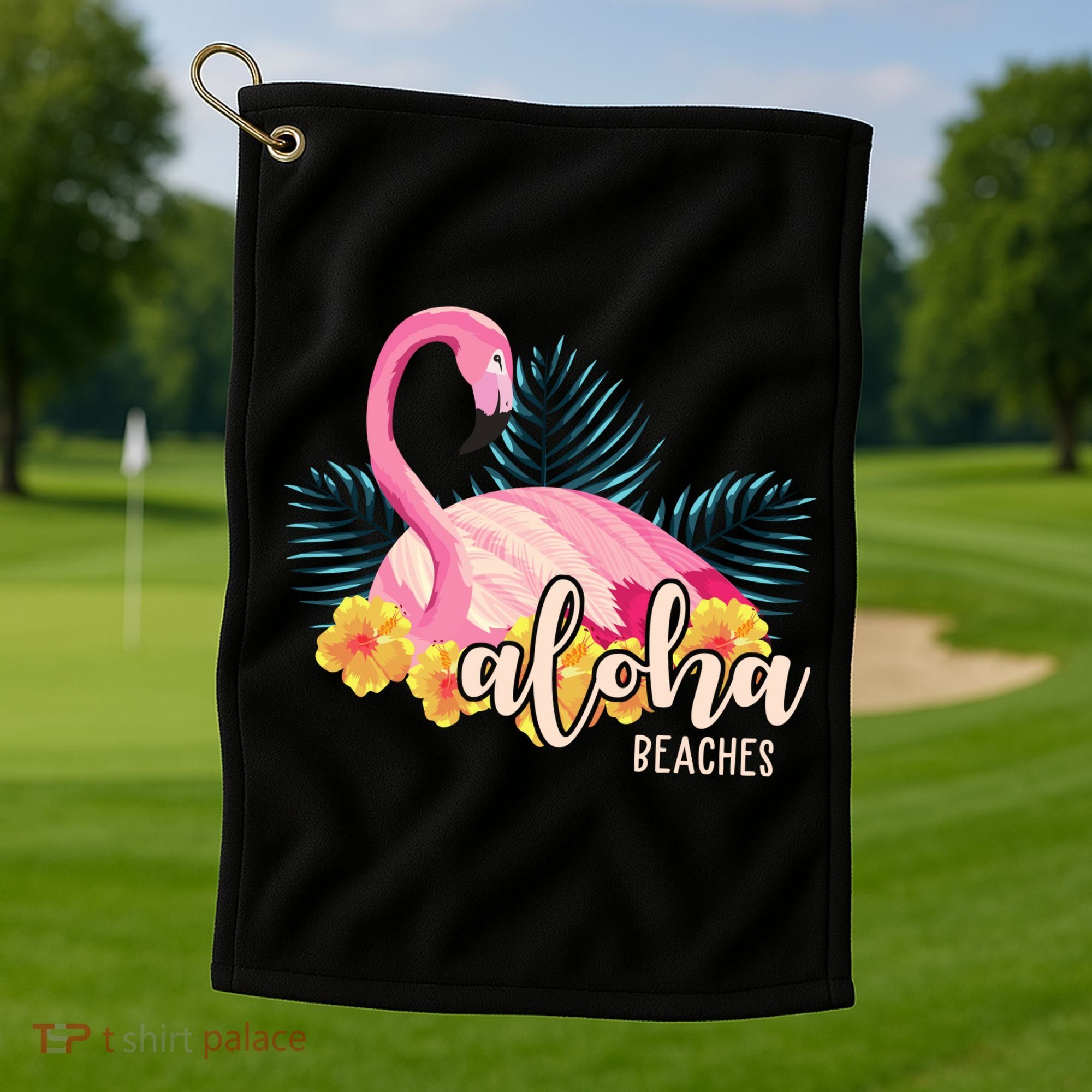 Aloha Beaches Flamingo Tropical Golf Towel