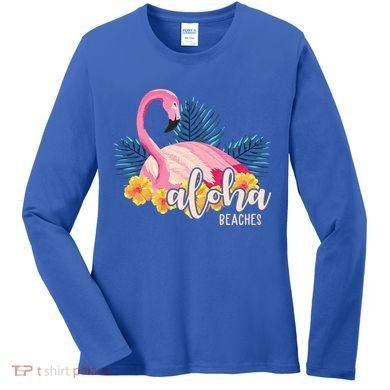 Aloha Beaches Flamingo Tropical Women's Long Sleeve Shirt