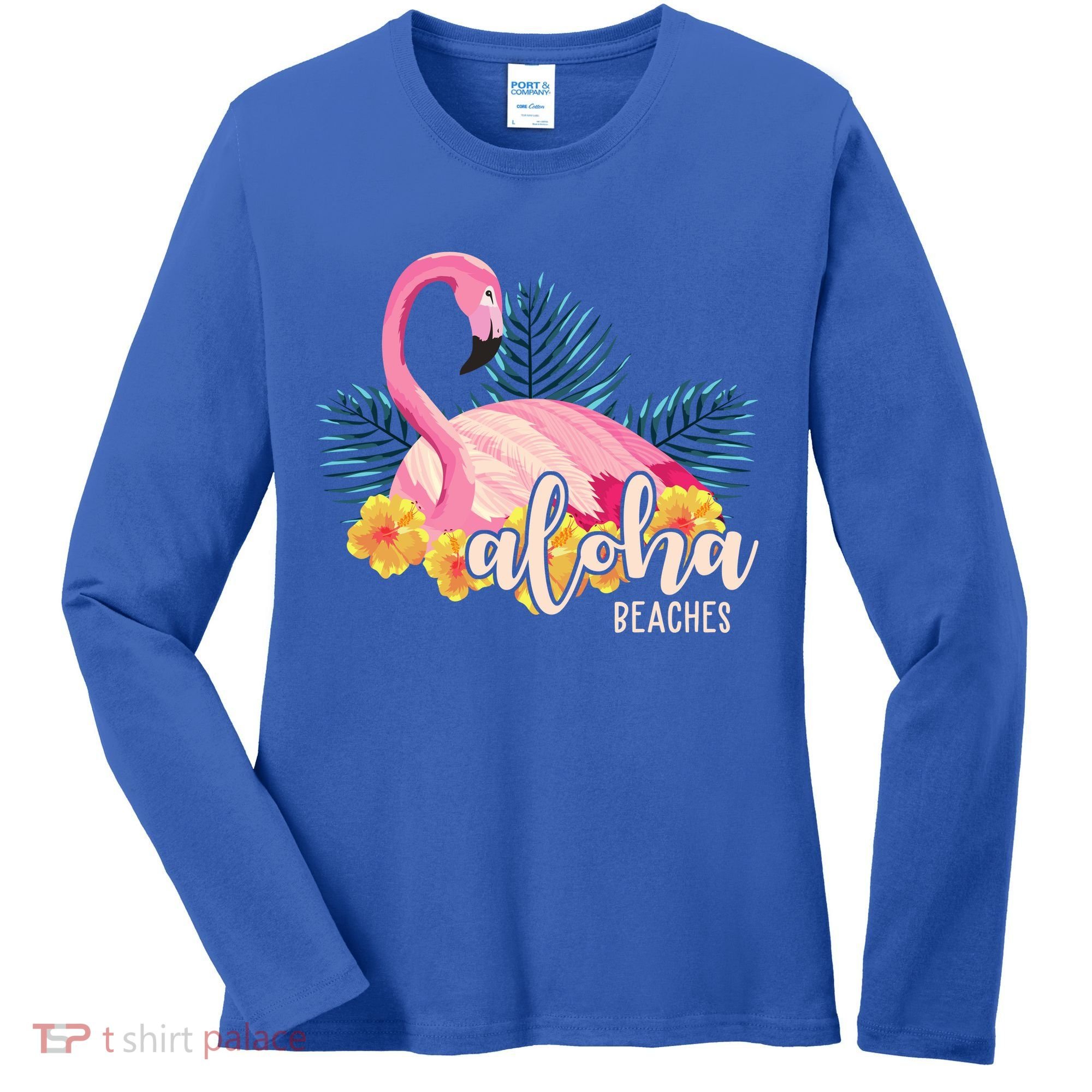 Aloha Beaches Flamingo Tropical Women's Long Sleeve Shirt
