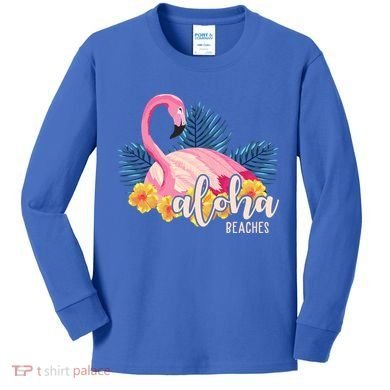 Aloha Beaches Flamingo Tropical Kids Long Sleeve Shirt