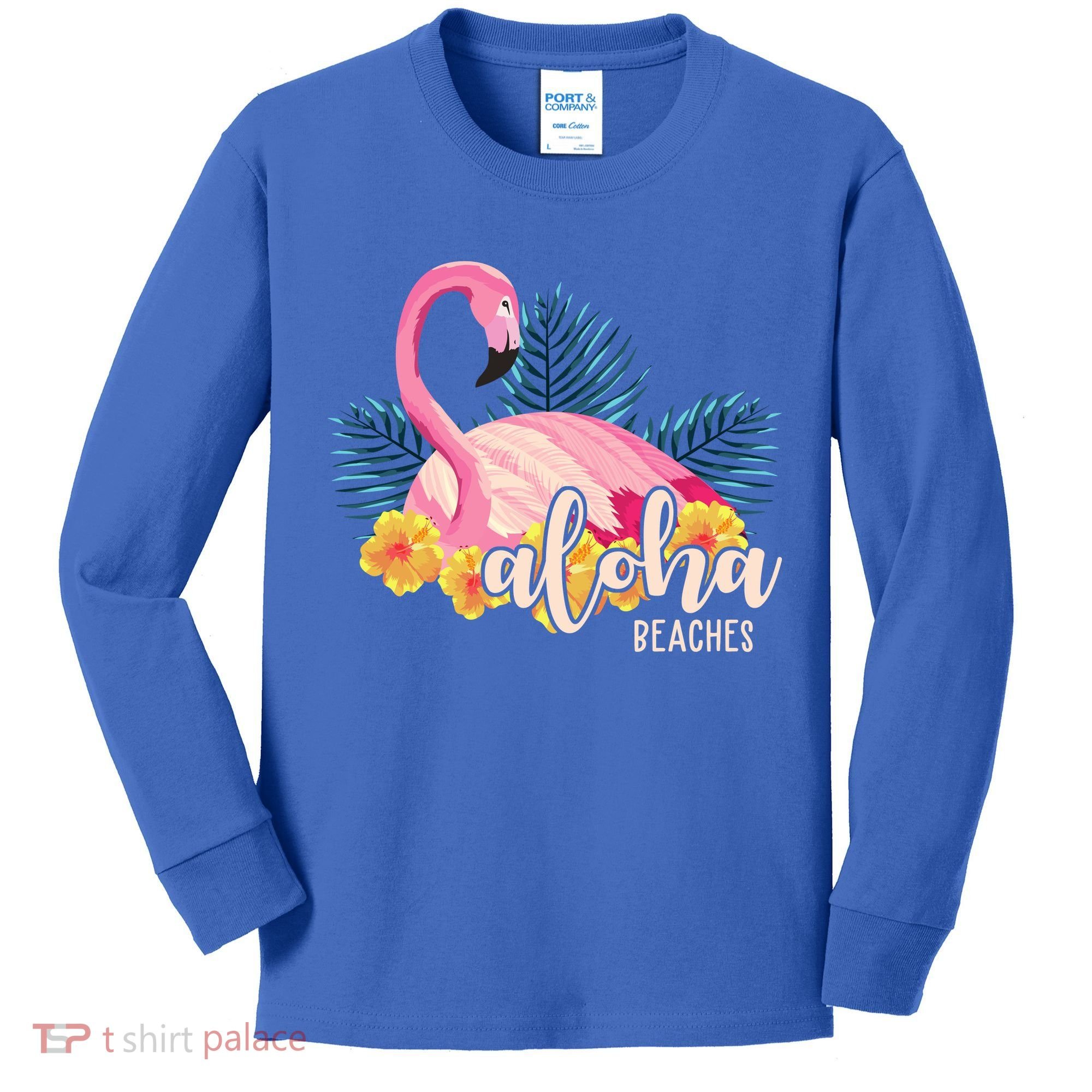 Aloha Beaches Flamingo Tropical Kids Long Sleeve Shirt