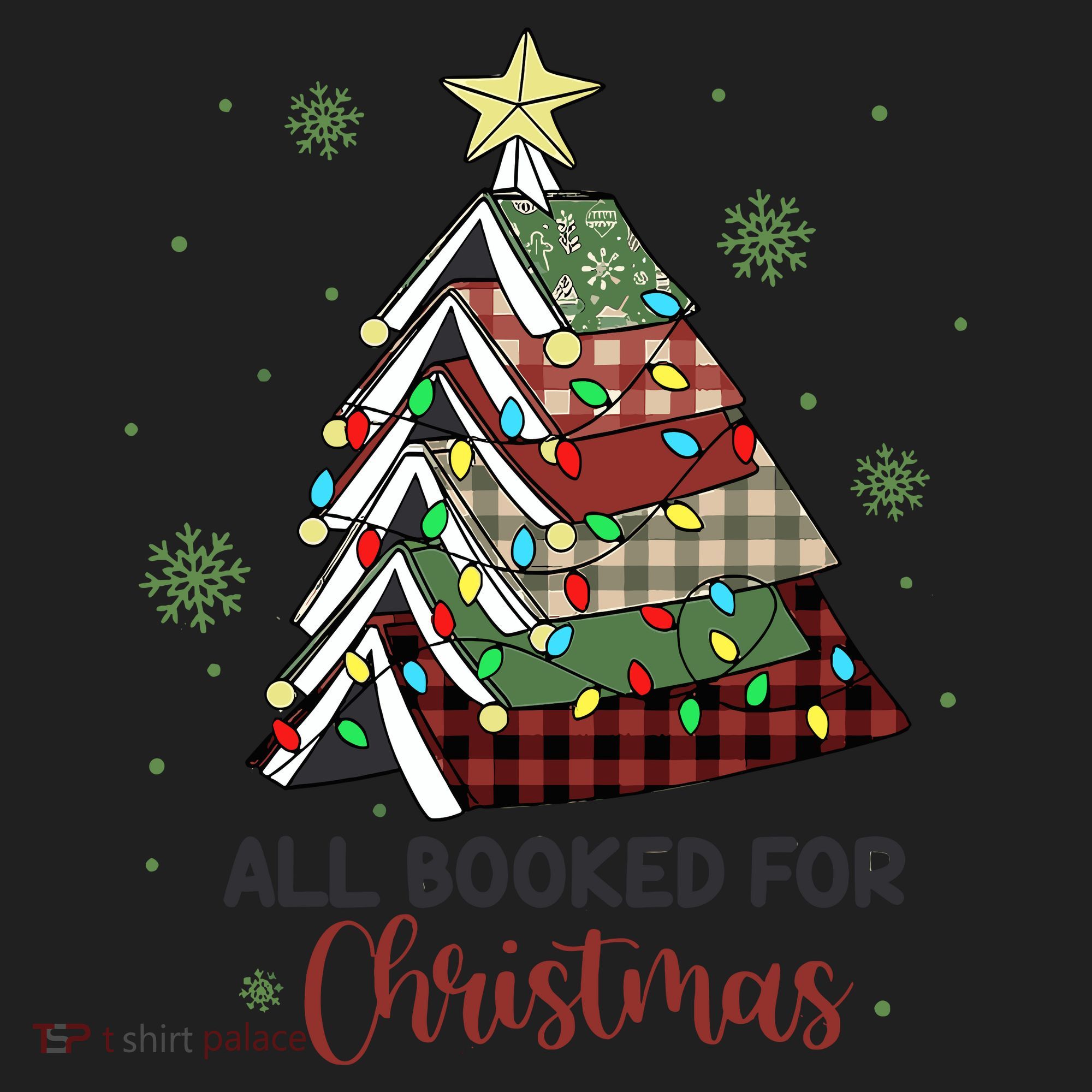 All Booked For Christmas Funny Christmas Book Tree Women's Sweatshirt