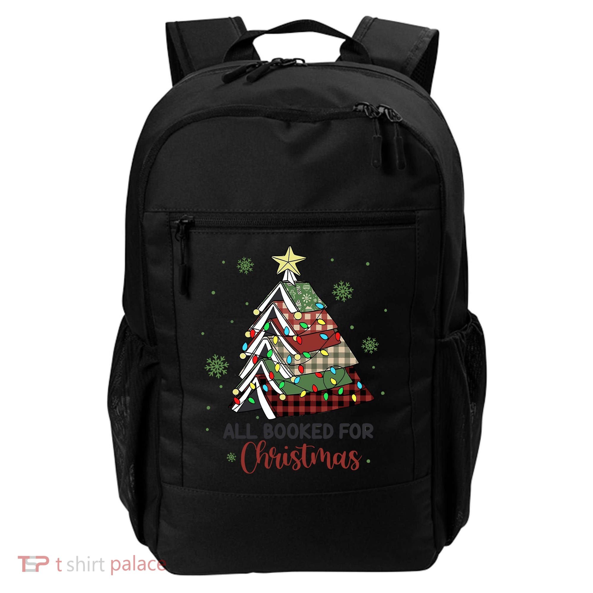 All Booked For Christmas Funny Christmas Book Tree Backpack