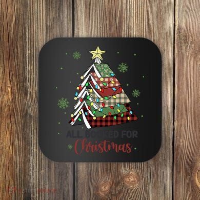 All Booked For Christmas Funny Christmas Book Tree Coaster