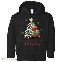 All Booked For Christmas Funny Christmas Book Tree Toddler Hoodie thumb 0