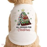 All Booked For Christmas Funny Christmas Book Tree Doggie Tank thumb 0