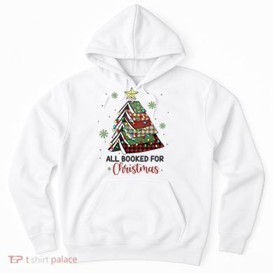 All Booked For Christmas Funny Christmas Book Tree Hoodie