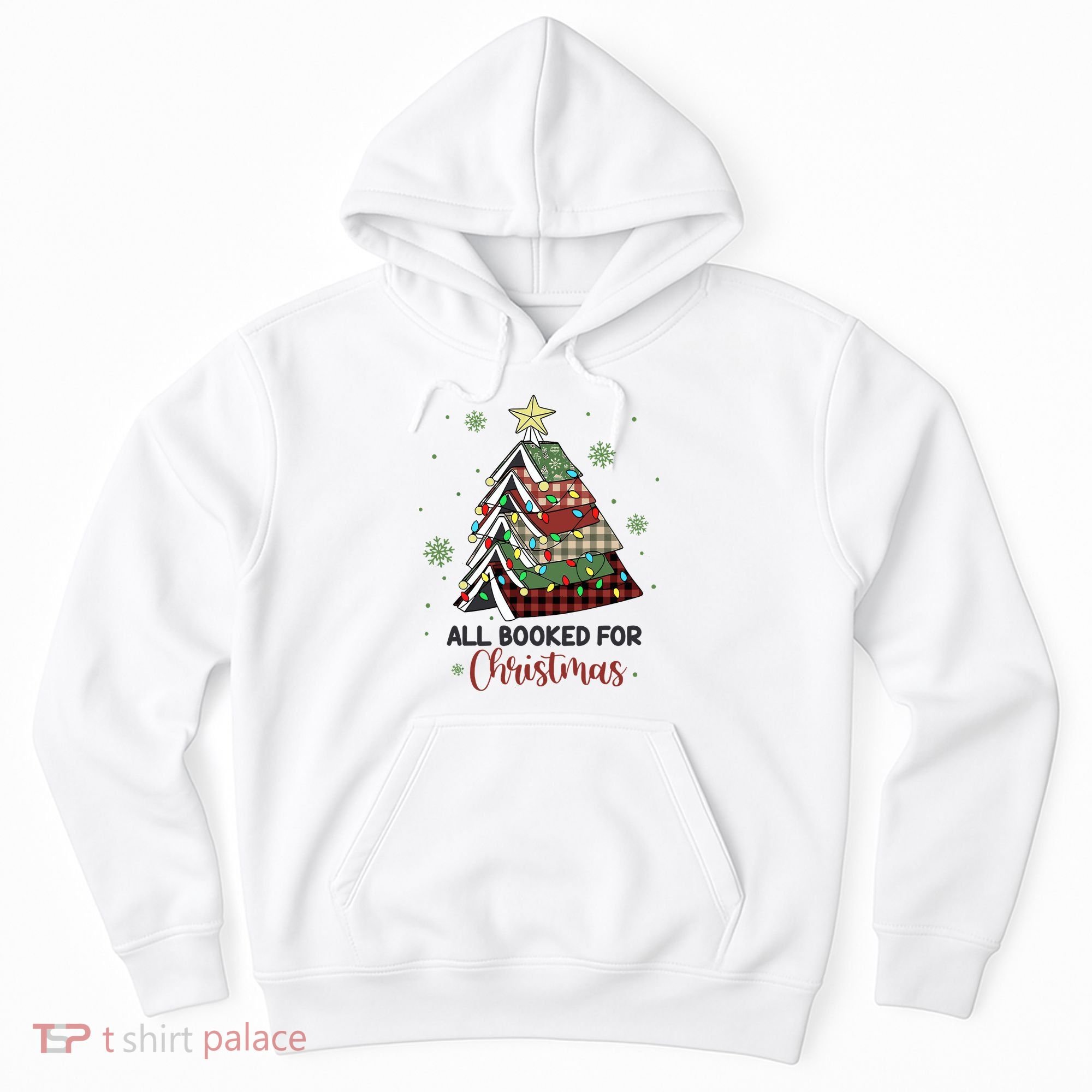 All Booked For Christmas Funny Christmas Book Tree Hoodie