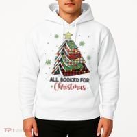All Booked For Christmas Funny Christmas Book Tree Hoodie thumb 2