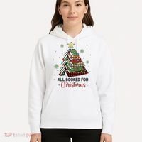 All Booked For Christmas Funny Christmas Book Tree Hoodie thumb 5