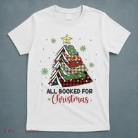 All Booked For Christmas Funny Christmas Book Tree T-Shirt thumb 5